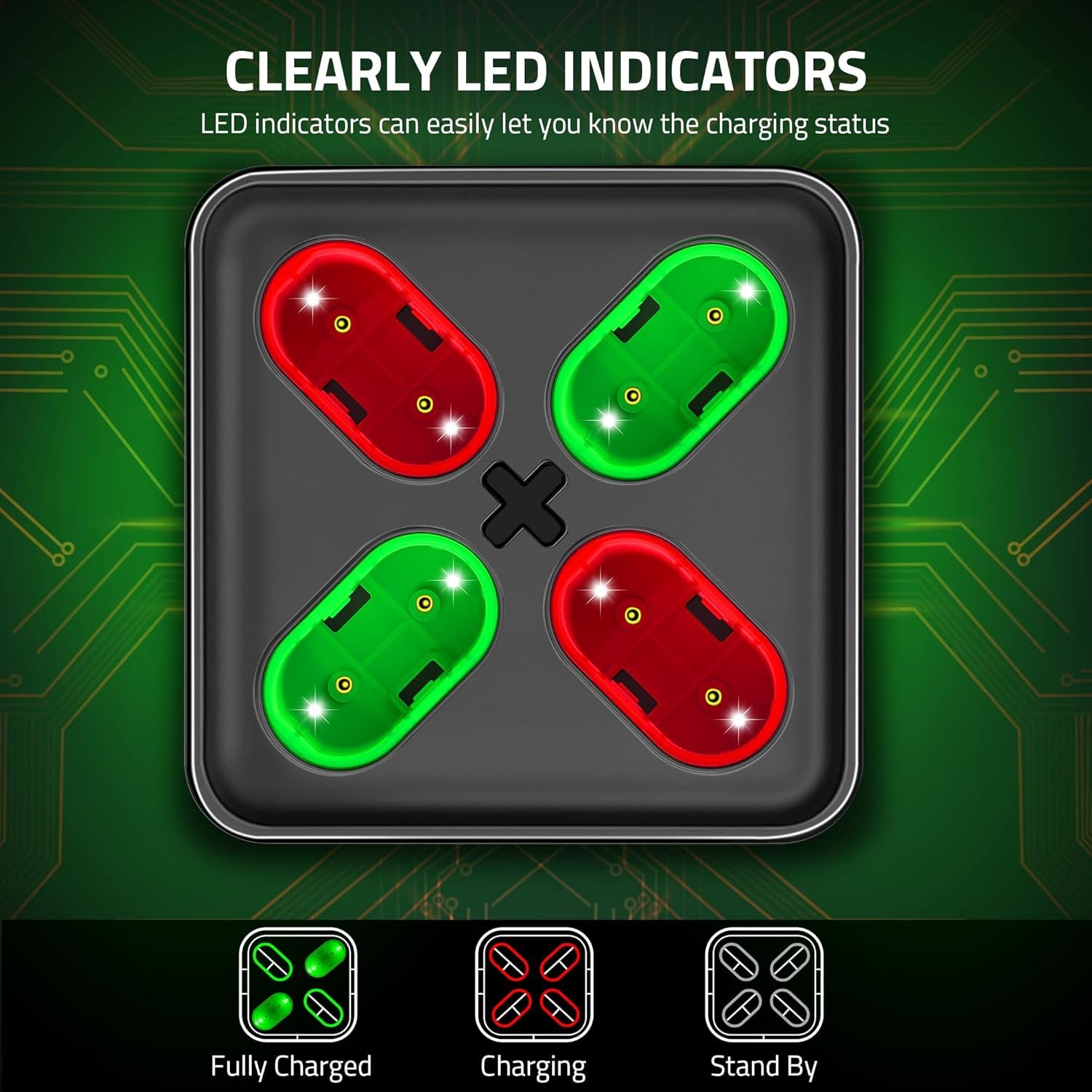 Charger for X-1 Controller Battery Pack, 4X 2550Mah X-1 Rechargeable Battery Packs Charging Station, X-1 Battery Charger Accessories Kit for X-1/Series X|S/One S|X/One Elite Controllers