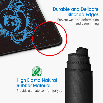 Large Mouse Pad Extended Speed Gaming Mouse Pad Fly Dragon Mouse Pad Gamer Office Computer Mouse Mat (A-Blue)